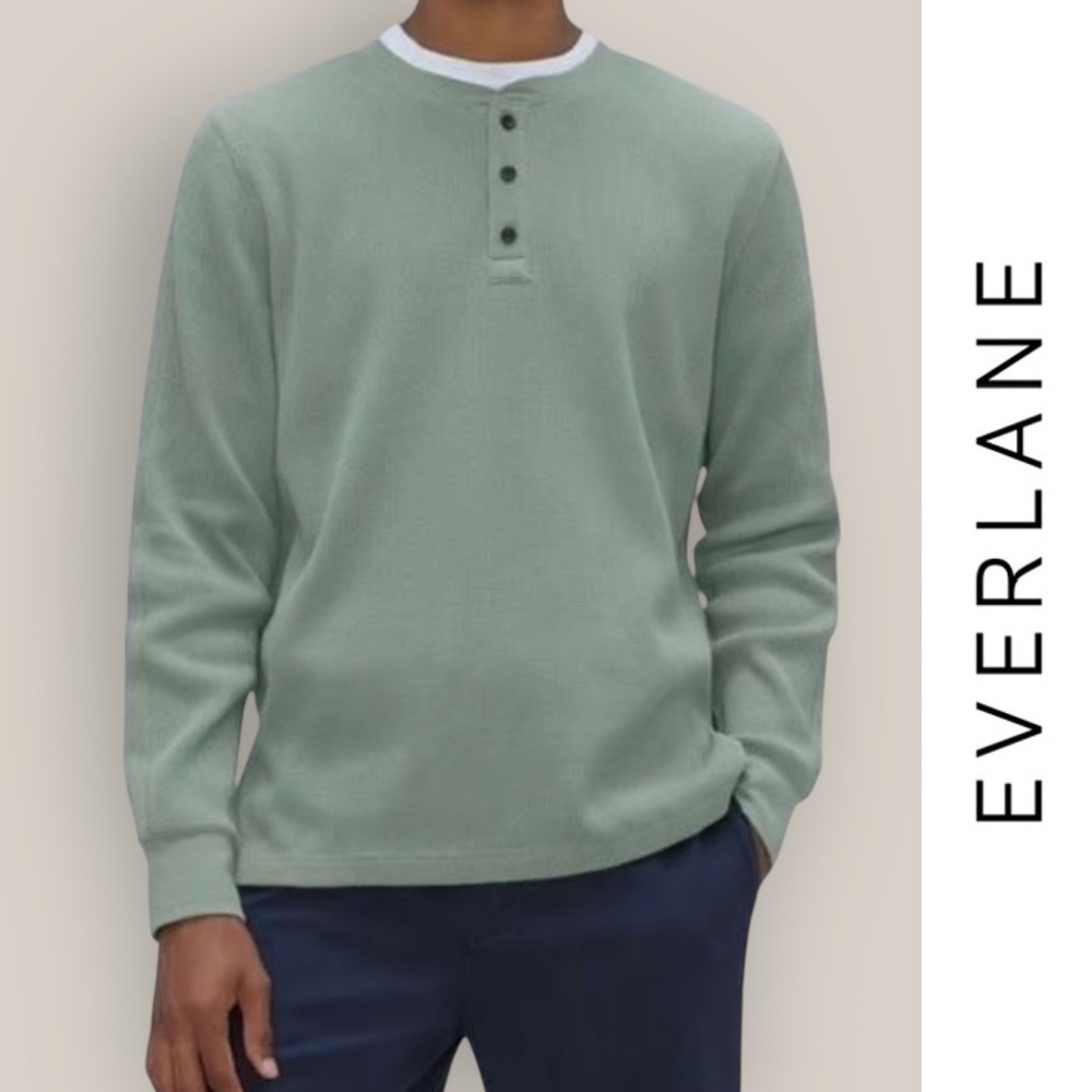Everlane Men's Sage The Waffle Long Sleeve Henley, Size M, MSRP $65